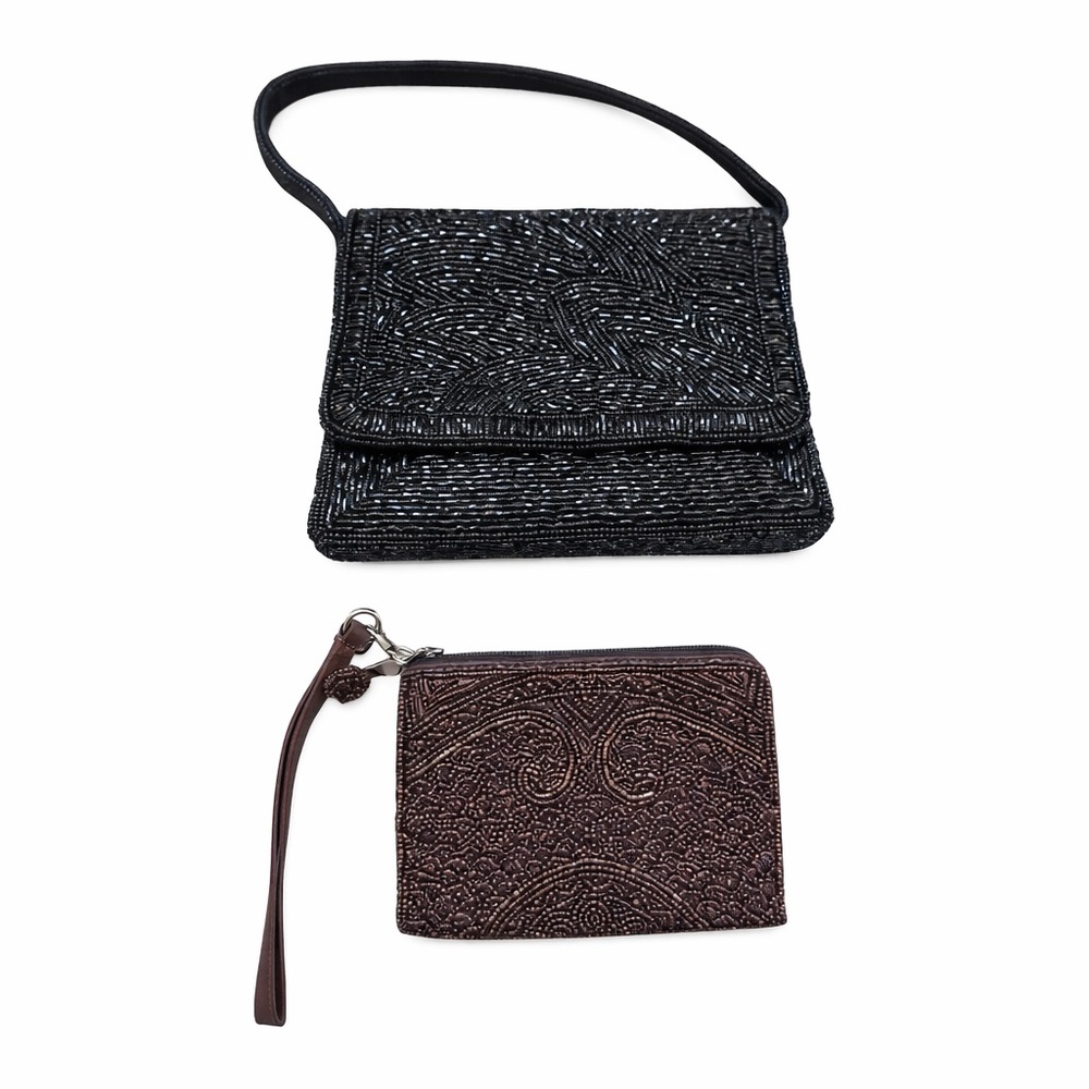 Elegant Beaded Handbag and Wristlet